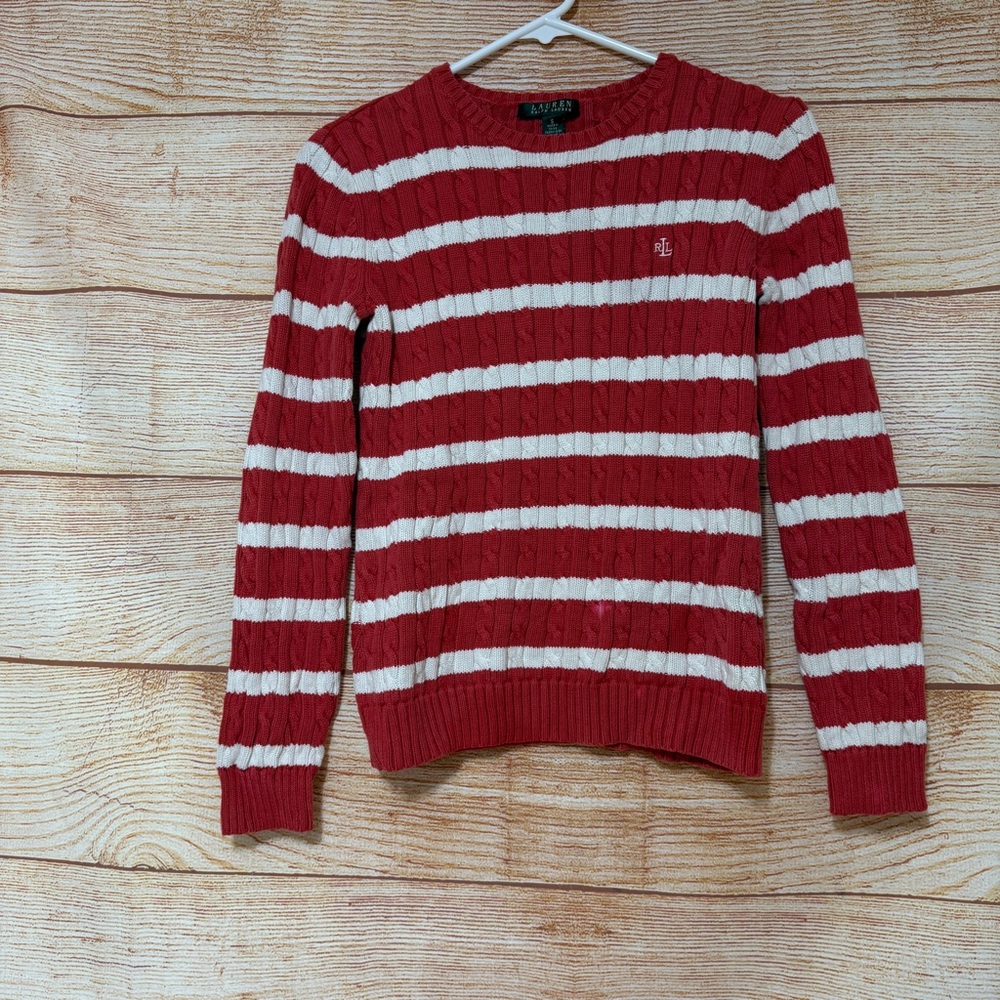 Lauren Ralph Lauren Cable Knit Long Sleeve Sweater‎ Size Small FLAWED